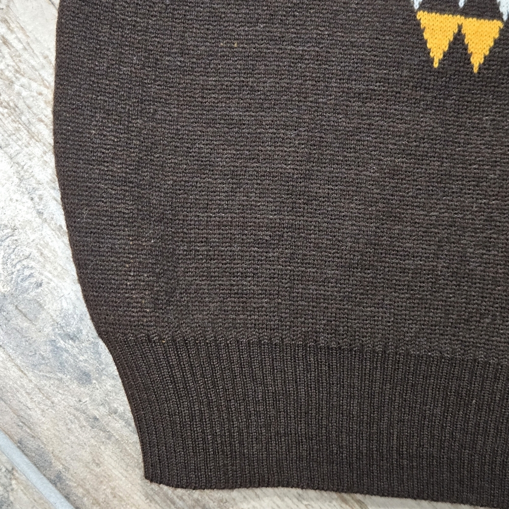 Vintage 70s Givenchy Nouvelle Boutique Vest Brown Yellow Graphic Womens Size 2 - Picture 11 of 16